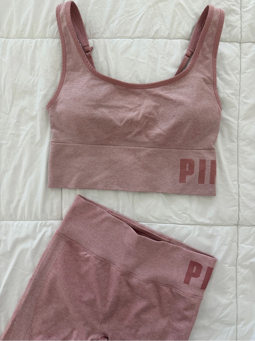 PINK Victoria's Secret Seamless Activewear Set Dusty Rose M/L - Picture 11 of 11